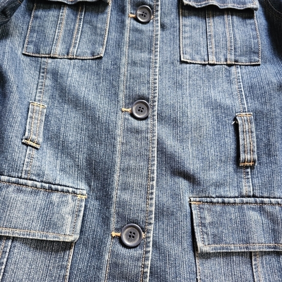 Y2k Zena Jeans multiple pockets button-down sheath jean jacket Size M - Picture 2 of 6